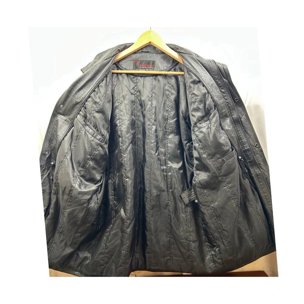 Phase Two Leather‎ Jacket Mens XL Black Zip Front Heavy Utility Coat 4 lbs